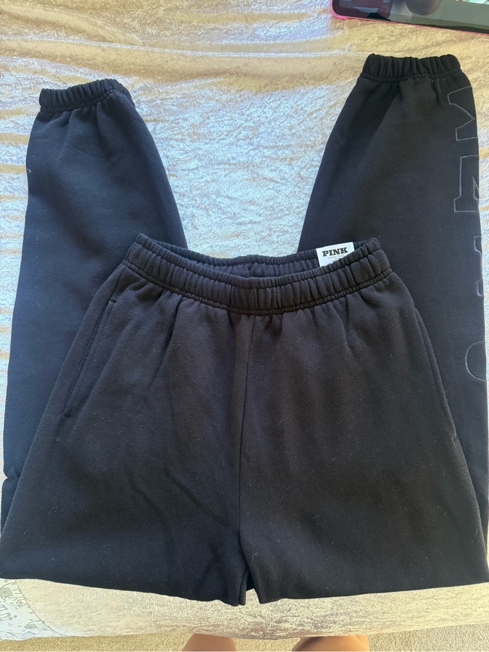 PINK Victoria's Secret Kids Black Sweatpants with Logo
